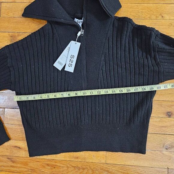 525 America Cable Knit Half Zip Pullover Sweater Black XS - Picture 4 of 7